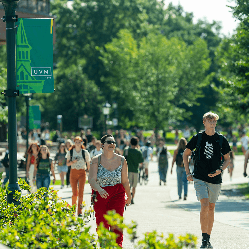 Students walk around campus on the first day of classesa